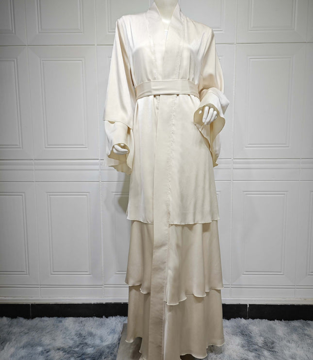 Muslim Fashion Solid Color Robe Abaya Outer Wear Cardigan