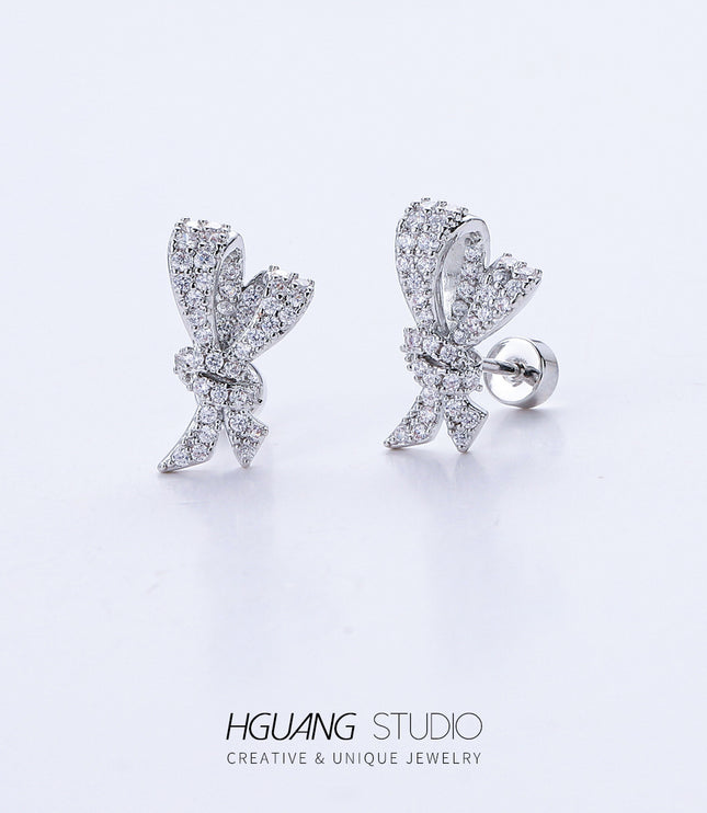 Zircon-Inlaid Personality Earrings – Copper & Medical Titanium Steel in Platinum or Gold Finish