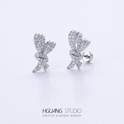 Zircon-Inlaid Personality Earrings – Copper & Medical Titanium Steel in Platinum or Gold Finish