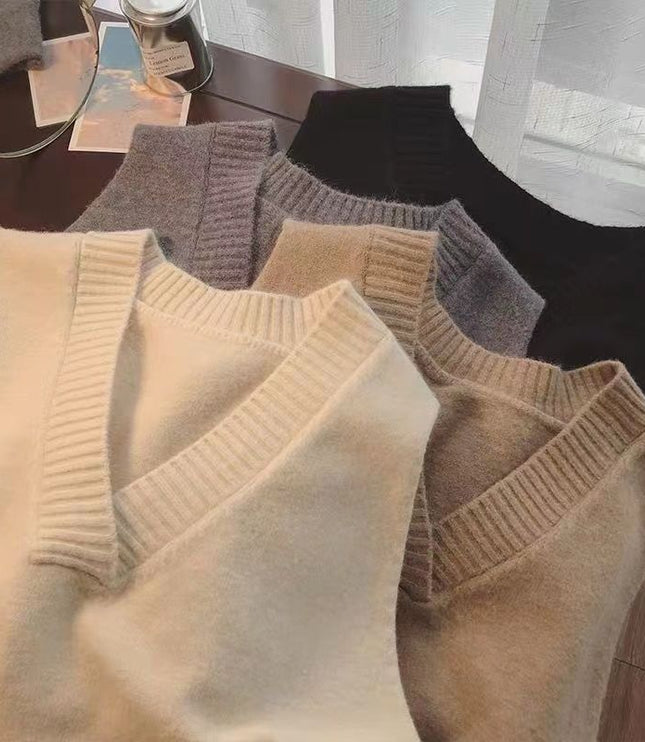 Inner Wear Sleeveless Knit Vest Collar Sweater Vest For Women