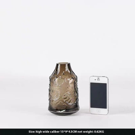 Embossed Green Glass Vase – Vintage-Inspired Elegance