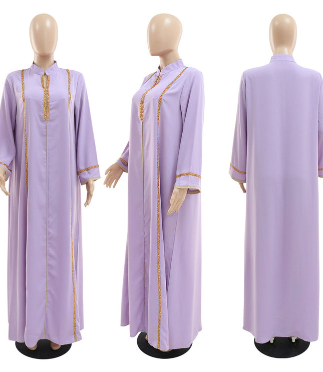 Women's Diamond Ribbon Loose Swing Dress Musilm Robe