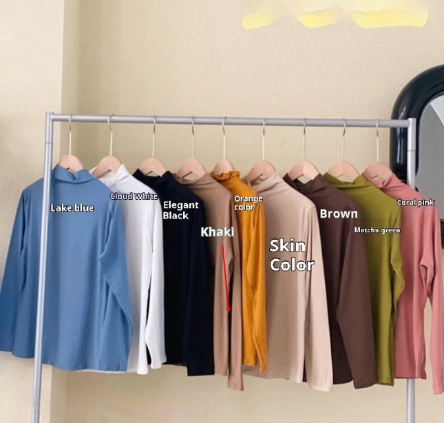 Half Turtleneck Solid Color Inner Wear Slim Fit Long-sleeved T-shirt Women