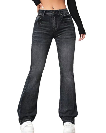 Denim High Waist Loose And Slimming Bootcut Trousers