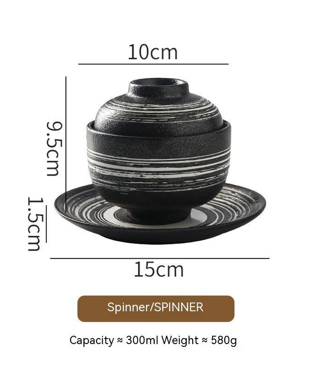 Japanese Style Tableware Ceramic Soup Bowl With Lid Tureen