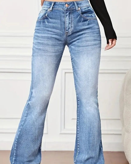 Denim High Waist Loose And Slimming Bootcut Trousers