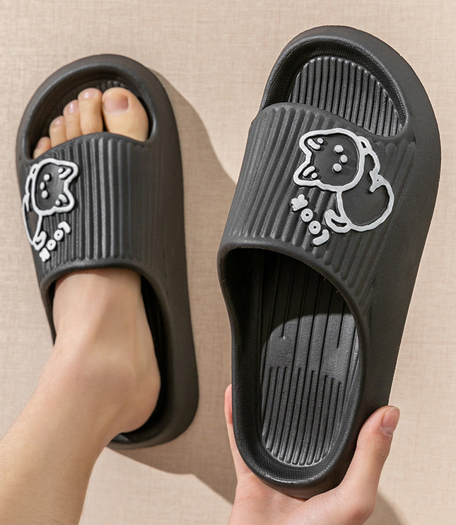 Cute Cat Slippers Summer Women Home Shoes Bath Thick Platform Non-Slip Slides Indoor Outdoor