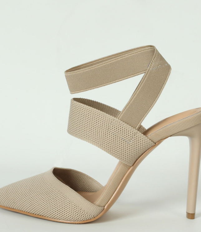 Closed Toe Back Empty Elastic Band Stretch High Heels Pointed Sandals