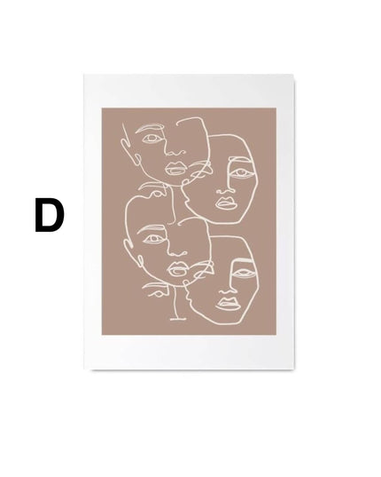 Poster Gesichter Linien und abstrakte Formen als Deko Print ohne Rahmen