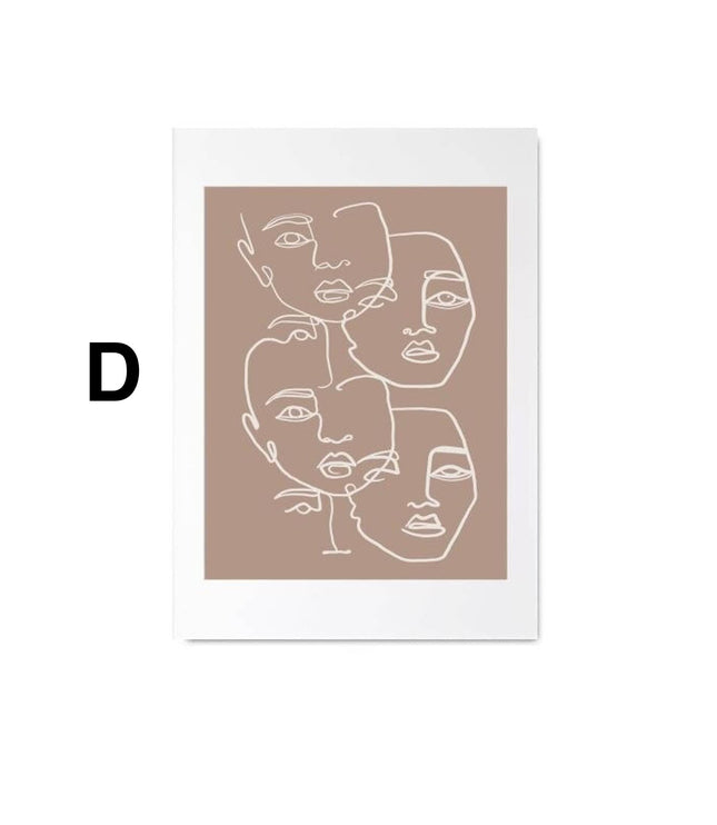Poster Gesichter Linien und abstrakte Formen als Deko Print ohne Rahmen
