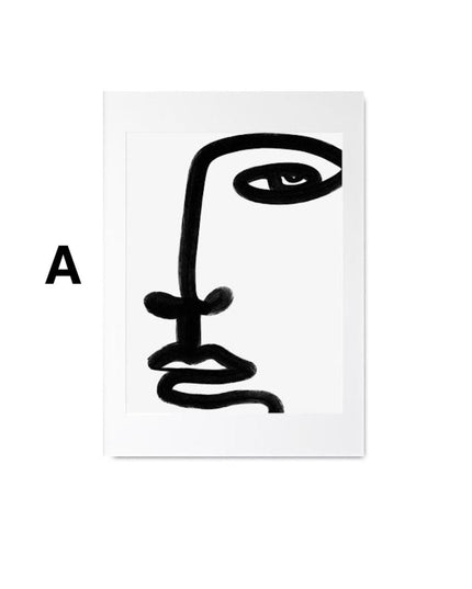Poster Gesichter Linien und abstrakte Formen als Deko Print ohne Rahmen