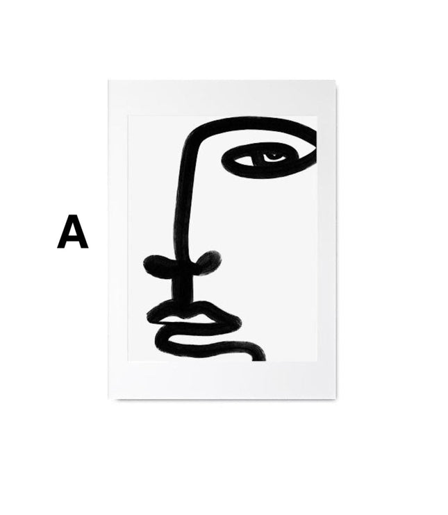 Poster Gesichter Linien und abstrakte Formen als Deko Print ohne Rahmen