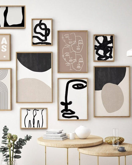 Poster Gesichter Linien und abstrakte Formen als Deko Print ohne Rahmen