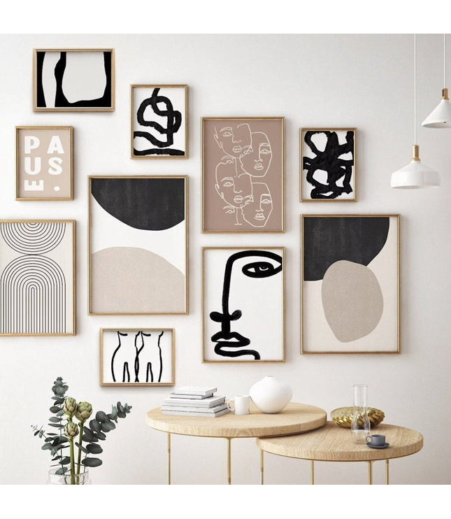Poster Gesichter Linien und abstrakte Formen als Deko Print ohne Rahmen