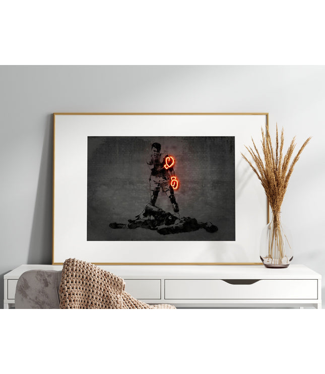 Poster Muhammad Ali Neon Boxhandschuhe · Gym · Wohnzimmer Bilder · Trainingszimmer Bilder · Deko Print · ohne Rahmen