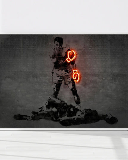 Poster Muhammad Ali Neon Boxhandschuhe · Gym · Wohnzimmer Bilder · Trainingszimmer Bilder · Deko Print · ohne Rahmen