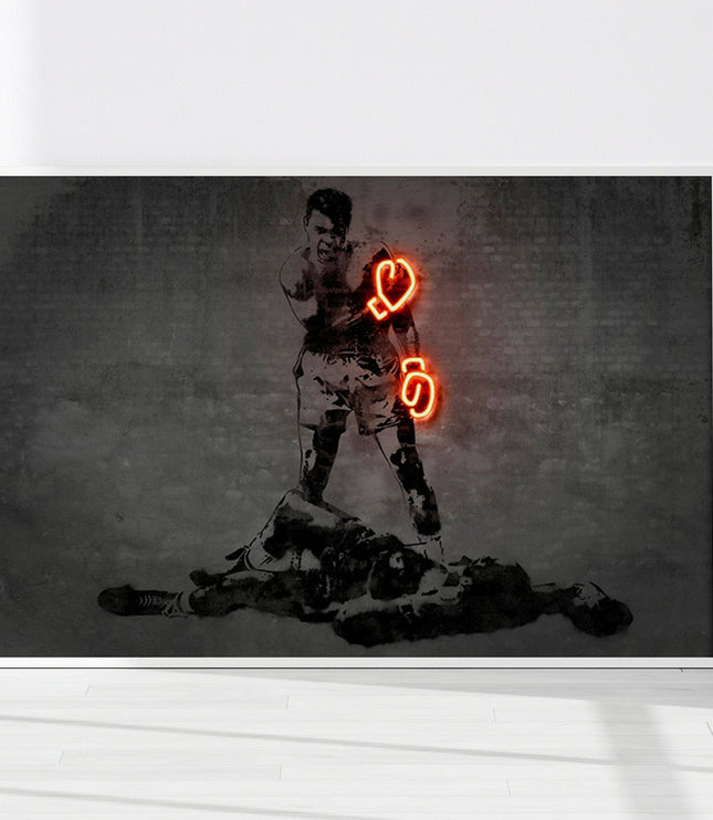 Poster Muhammad Ali Neon Boxhandschuhe · Gym · Wohnzimmer Bilder · Trainingszimmer Bilder · Deko Print · ohne Rahmen